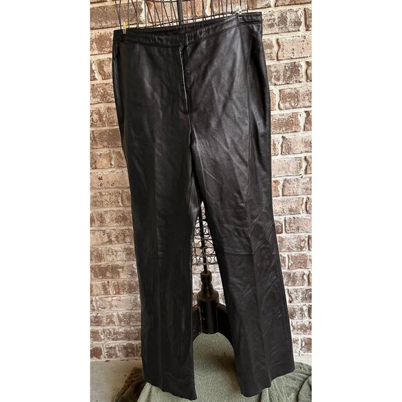 VTG Express World Black Leather Pants Size 11/12 High Rise Straight Leg … - Picture 6 of 12